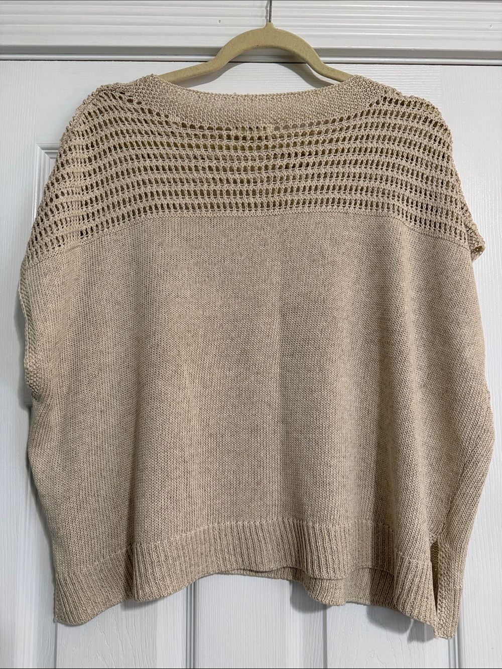 Max Studio Beige Open-Weave Crewneck Sweater - Picture 5 of 5